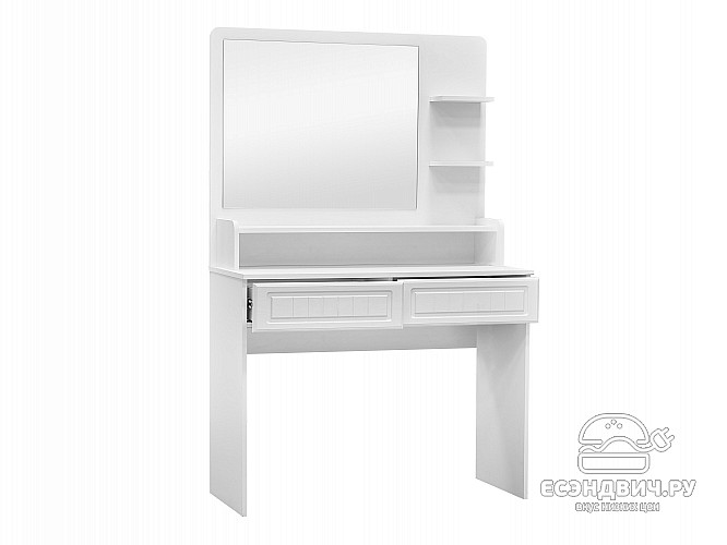 Стол косметический 1,0 "Леон"(МДФ)(Белый/Белое дерево)/Vs/МН-18/МН-18А