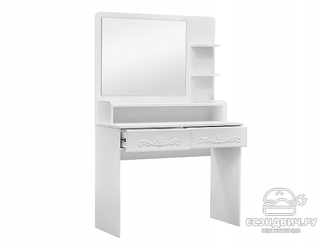 Стол косметический 1,0 "Римини"(МДФ)(Белый/Белое дерево)/Vs/ИТ-18/Ит-18А