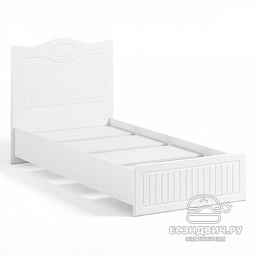 Кровать 900 "Леон"(МДФ)(Белый/Белое дерево)/Vs/МН-10