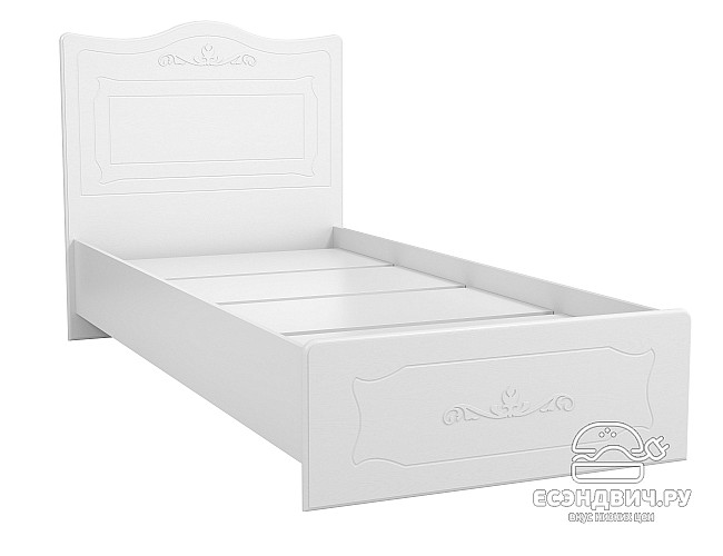 Кровать 900 "Римини"(МДФ)(Белый/Белое дерево)/Vs/ИТ-10