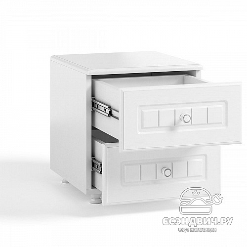 Тумба прикроватная "Леон"(МДФ)(Белый/Белое дерево)/Vs/МН-26