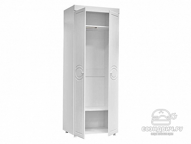 Шкаф 2х дверн. (410) "Леон"(МДФ)(Белый/Белое дерево)/Vs/МН-42