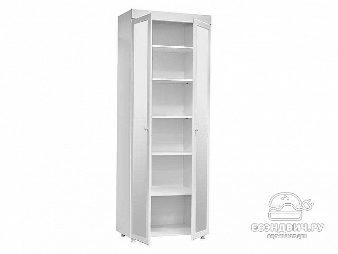 Шкаф 2х дверн. (410) "Леон"(МДФ)(Белый/Белое дерево/Зеркало)/Vs/МН-43