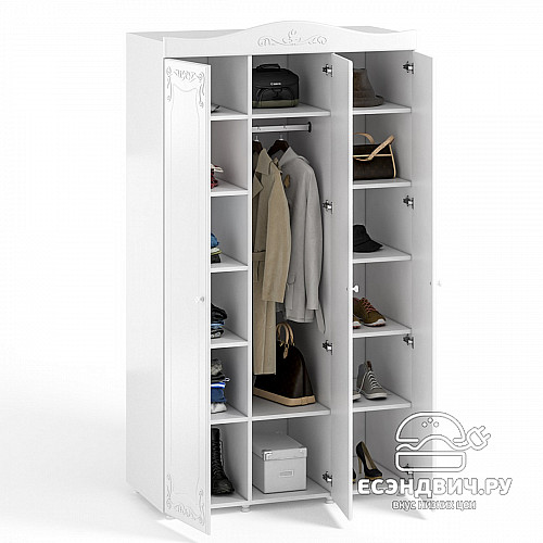 Шкаф 3х дверн. (560) "Римини"(МДФ)(Белый/Белое дерево)/Vs/ИТ-53