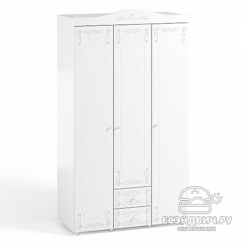 Шкаф 3х дверн. (560) с ящ. "Римини"(МДФ)(Белый/Белое дерево)/Vs/ИТ-56