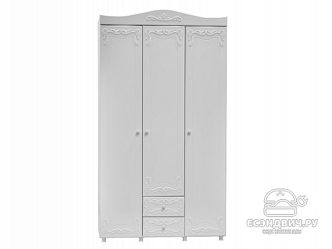 Шкаф 3х дверн. (560) с ящ. "Римини"(МДФ)(Белый/Белое дерево)/Vs/ИТ-56