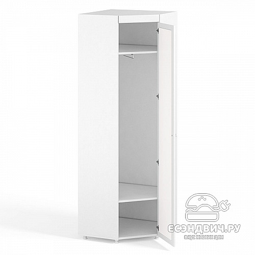 Шкаф угловой (410) "Леон"(МДФ)(Белый/Белое дерево/Зеркало)/Vs/МН-66