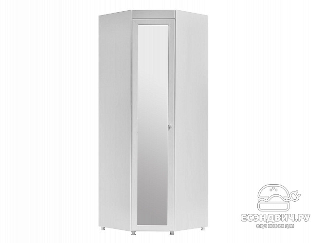 Шкаф угловой (410) "Леон"(МДФ)(Белый/Белое дерево/Зеркало)/Vs/МН-66