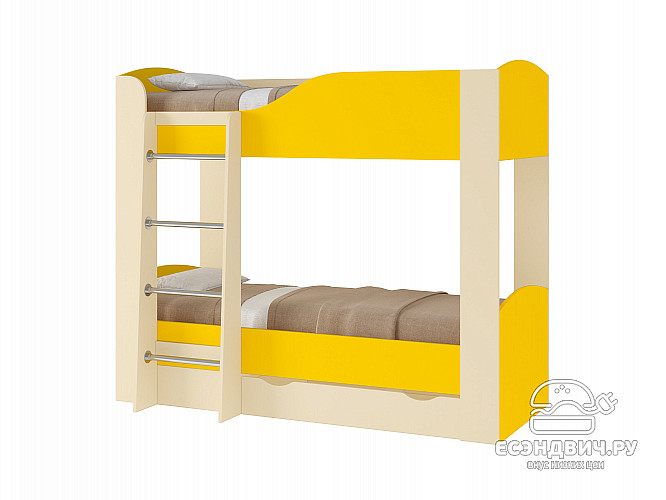 Кровать двухъярусная с ящиком color "Лаворо" (Крем/Желтый) D_L2/L