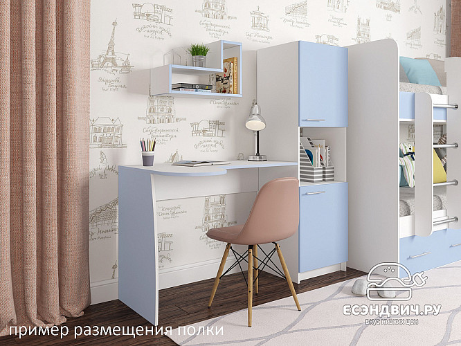 Полка навесная L "Лаворо" (Белый/Белый глянец) D_Fh