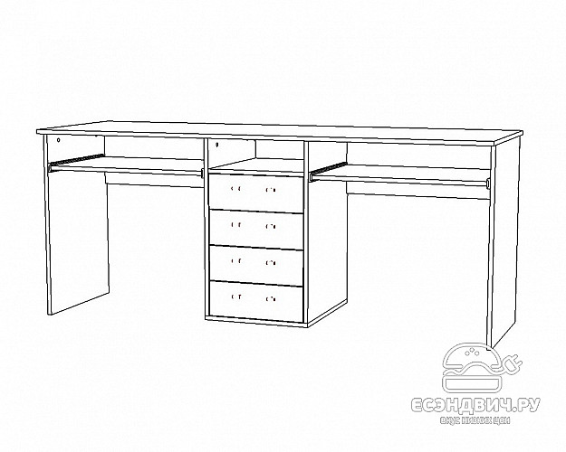 Письменный стол для двоих "Лаворо" (Анкор белый/Дуб Аризона) D_Aos