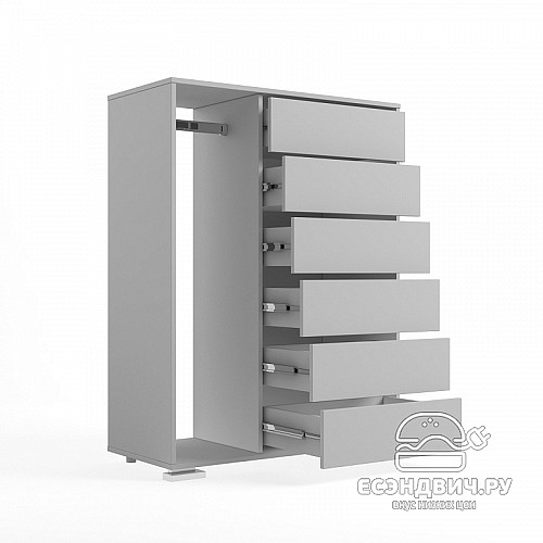 Комод-шкаф высокий прав. "Лаворо" (Анкор белый/Пинк) D_Np