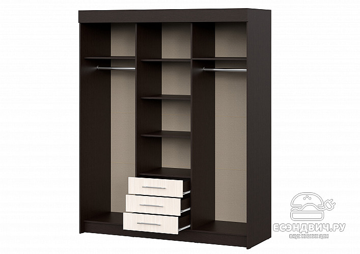 Шкаф-купе 1,7 "Беверли" (Венге/Дуб белфорд/Зеркало) EsandwichИЦФК