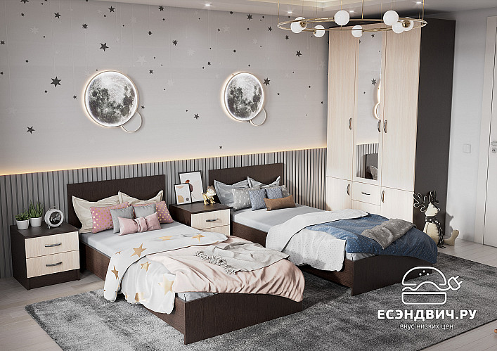 Шкаф 2-х дв. 0,8м штанга "Беверли" (Венге/Дуб белфорд) EsandwichИЦР-ШК-2