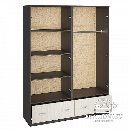 Шкаф 4-хдв.  "Беверли" (Венге/Дуб белфорд/Зеркало) -ИЦ/Р-ШК-4