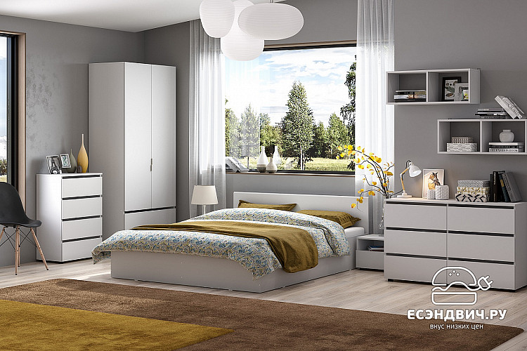 Кровать 1600 "Atlas" (Белый текстурный ) SV/Tk