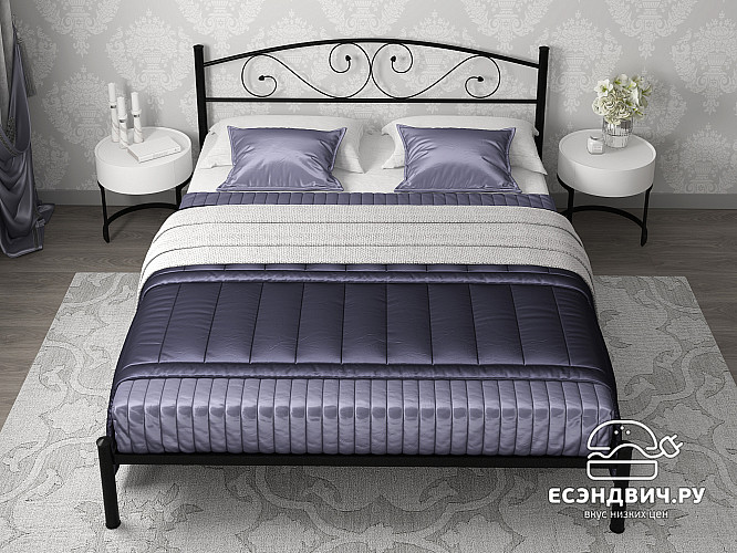 Кровать 1600 rumba "Ларго"(Металл Черная шагрень)-MS/Рм