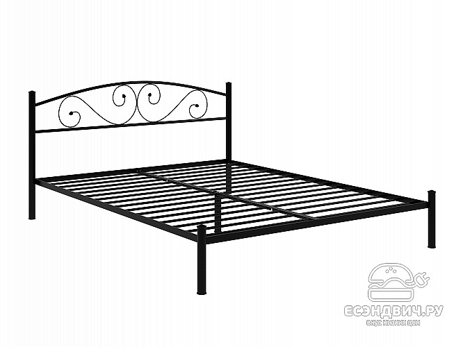 Кровать 1600 rumba "Ларго"(Металл Черная шагрень)-MS/Рм