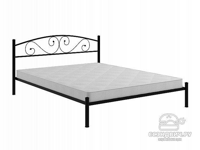 Кровать 1600 rumba "Ларго"(Металл Черная шагрень)-MS/Рм