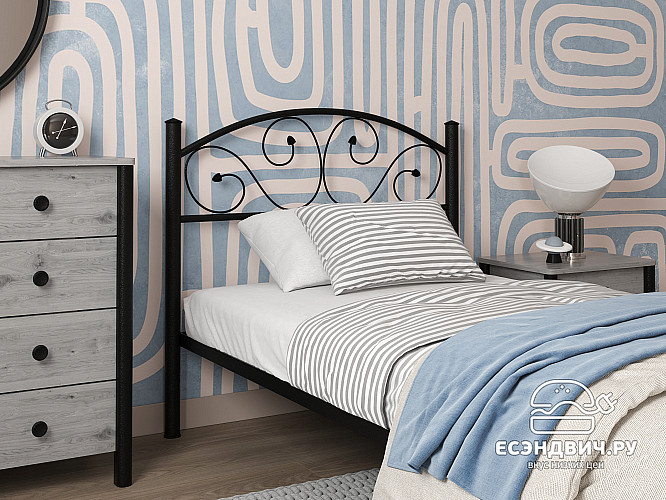 Кровать 900 rumba "Ларго"(Металл Черная шагрень)-MS/Рм