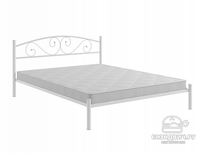 Кровать 1600 rumba "Ларго"(Металл Белый глянец)-MS/Рм