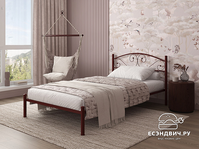 Кровать 1200 rumba "Ларго"(Металл Коричневая шагрень)-MS/Рм
