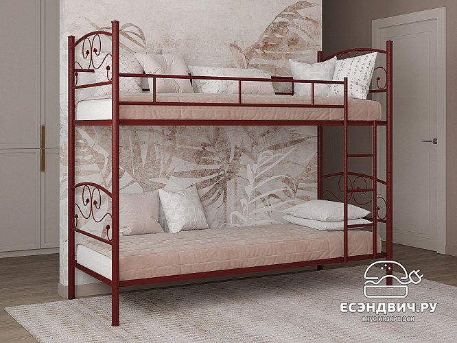 Кровать двухъярусная 800 double "Ларго"(Металл Коричневая шагрень)-MS/Тр3