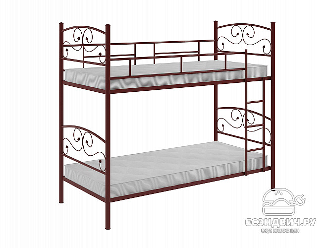 Кровать двухъярусная 800 double "Ларго"(Металл Коричневая шагрень)-MS/Тр3