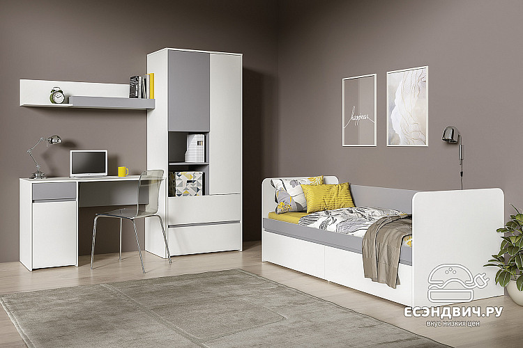 Шкаф 0,8 "Терри"(Белый/Стальной)/Mb/Tr_13.333