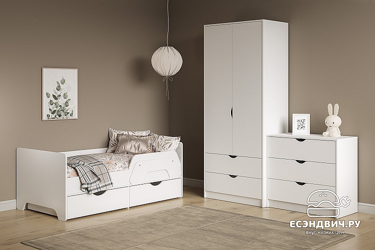 Кровать 800х1600 "Сэнди"(Белый)/Mb/Un_11.22