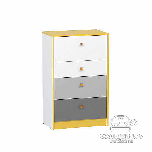 Комод "Аманда"(Белый/Желтый/Темно-серый/Стальной)/Mb/Alf_13.120