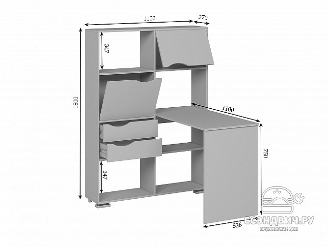 Стол письменный угловой лев. "Лаворо" (Ясень-шимо светлый) D