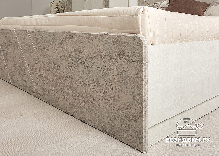 Кровать 1600 с подъемн.мех-м "Амелия"(МДФ)(Шёлковый камень/Бетон Чикаго беж)/Mb/Aml_11.31Н