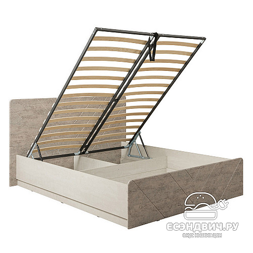 Кровать 1600 с подъемн.мех-м "Амелия"(МДФ)(Шёлковый камень/Бетон Чикаго беж)/Mb/Aml_11.31Н