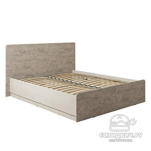 Кровать 1600 с подъемн.мех-м "Амелия"(МДФ)(Шёлковый камень/Бетон Чикаго беж)/Mb/Aml_11.31Н