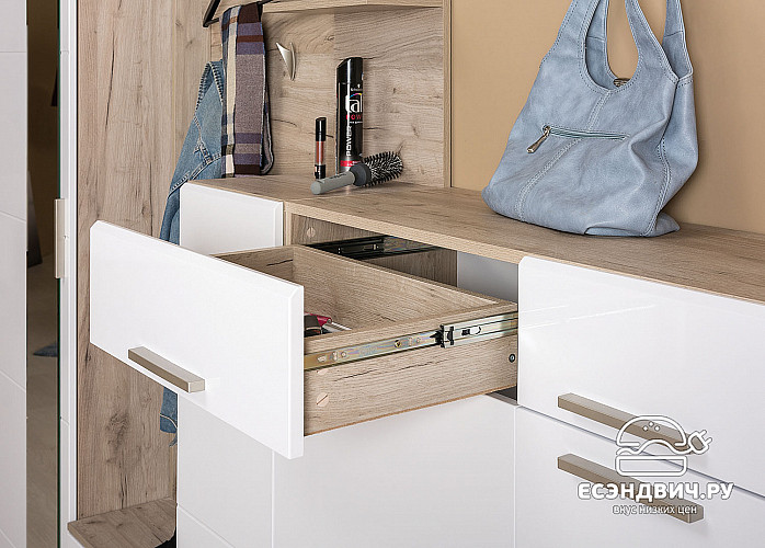 Комод "Лесли"(МДФ)(Дуб Крафт серый/Белый глянец)/Mb/Ln_13.121