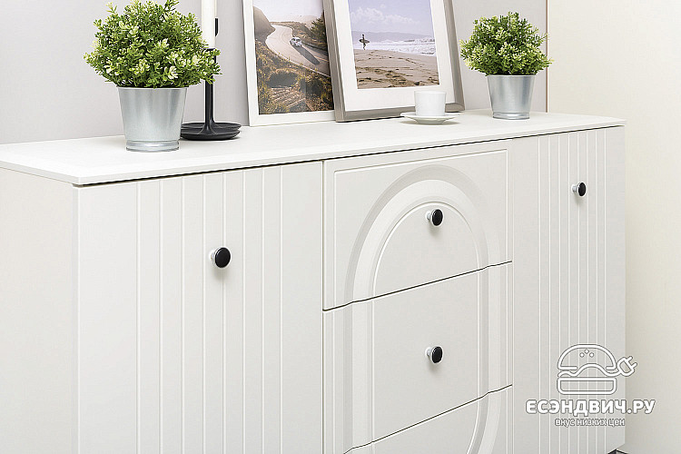 Комод "Мелисса"(МДФ)(Белая шагрень)/Mb/Vl_13.309