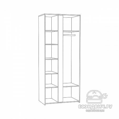 Шкаф 0,88 "Тэйлор"(Дуб Гранж Песочный/Интра/Зеркало)/Mb/Trv_13.204.01