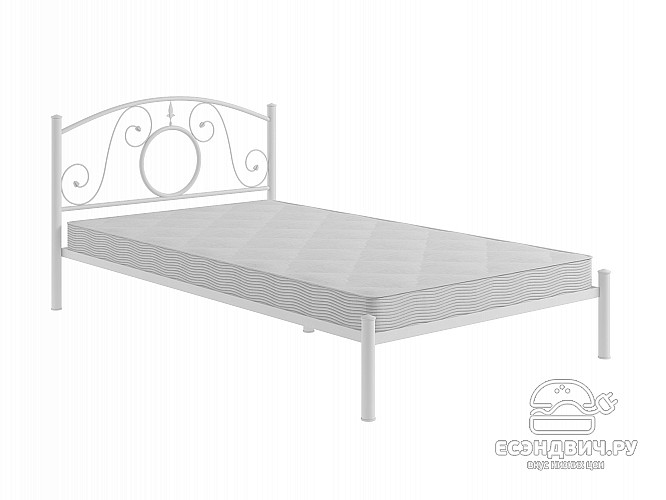 Кровать 1200 flame "Ларго"(Металл Белый глянец)-MS/Фл