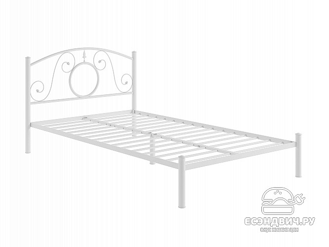 Кровать 1200 flame "Ларго"(Металл Белый глянец)-MS/Фл