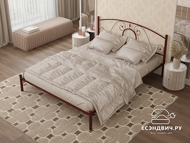 Кровать 1600 flame "Ларго"(Металл Коричневая шагрень)-MS/Фл