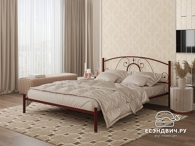 Кровать 1600 flame "Ларго"(Металл Коричневая шагрень)-MS/Фл