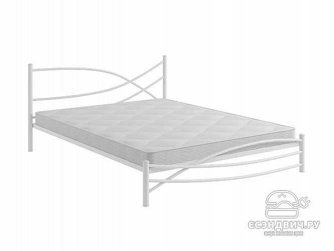 Кровать 1600 modern "Ларго"(Металл Белый глянец)-MS/Мд