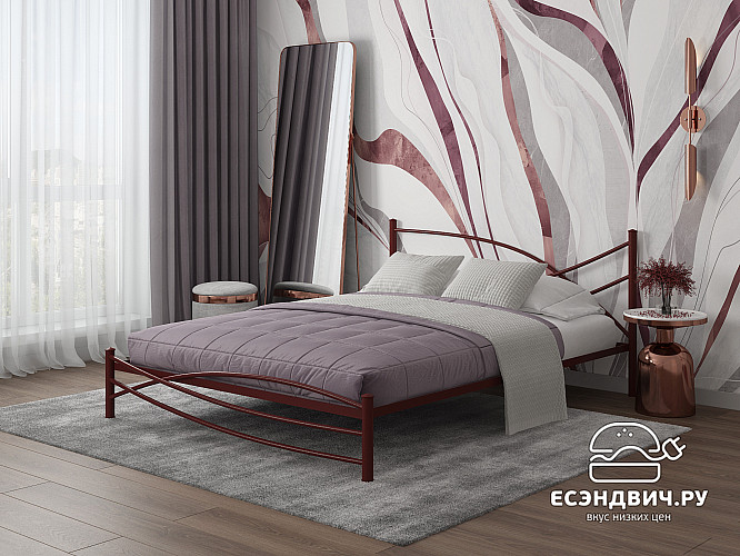 Кровать 1600 modern "Ларго"(Металл Коричневая шагрень)-MS/Мд