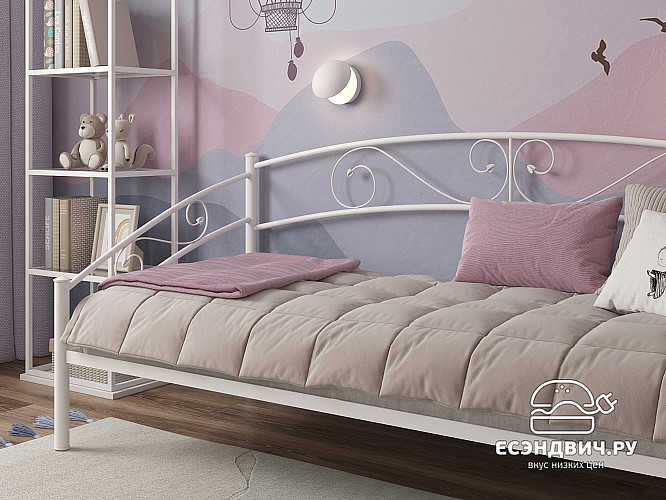 Кровать 900 F salsa "Ларго"(Металл Белый глянец)-MS/Слс4