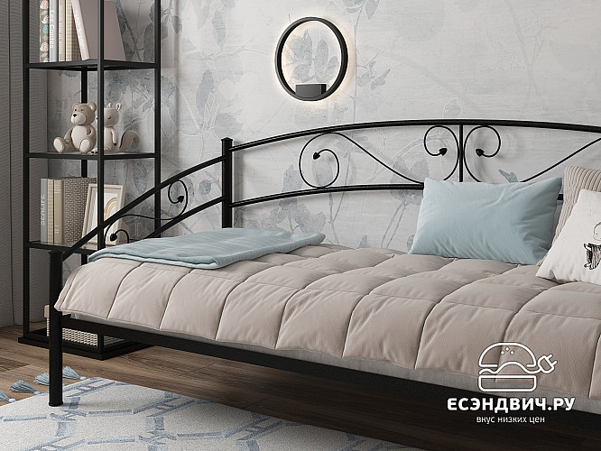 Кровать 900 F salsa "Ларго"(Металл Черная шагрень)-MS/Слс4