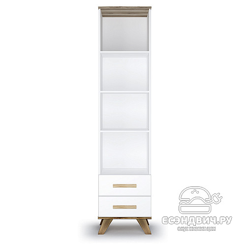 Стеллаж 0,45 "Сканди" (МДФ)  (Белый/Дуб Каньон/Глянец белый) -Kr/Scnd/Stl450