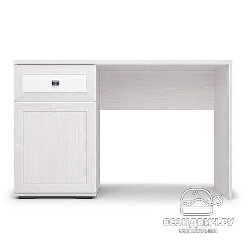 Стол письменный "Марго" (Ясень анкор светлый/Экокожа polo белая) -Kr/PrmN