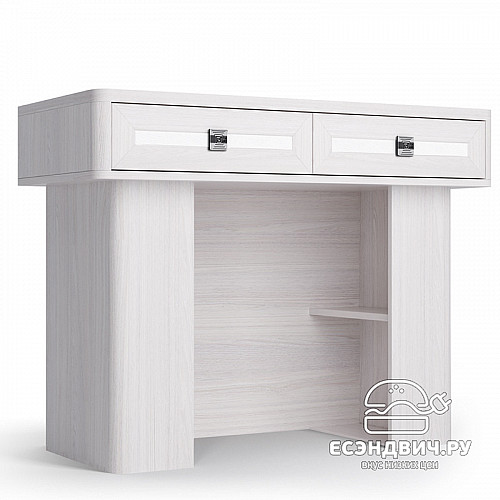 Стол косметический "Марго" (Ясень анкор светлый/Экокожа polo белая) -Kr/PrmN