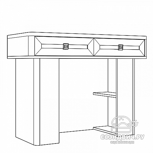 Стол косметический "Марго" (Ясень анкор светлый/Экокожа polo белая) -Kr/PrmN